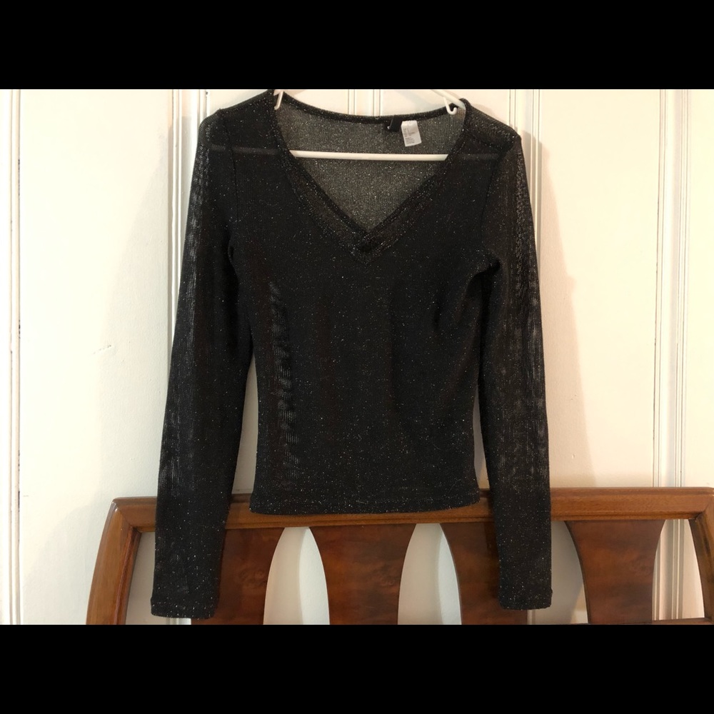 Sheer black glitter top